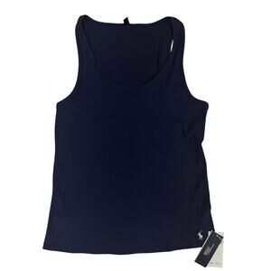 New Ralph Lauren Polo tank navy Blue womens Sz L WHite Horse